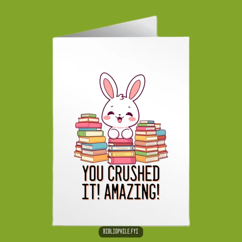 Free Printable Congrats Card: Bookish Kawaii Bunny, a Perfect Downloadable Gift