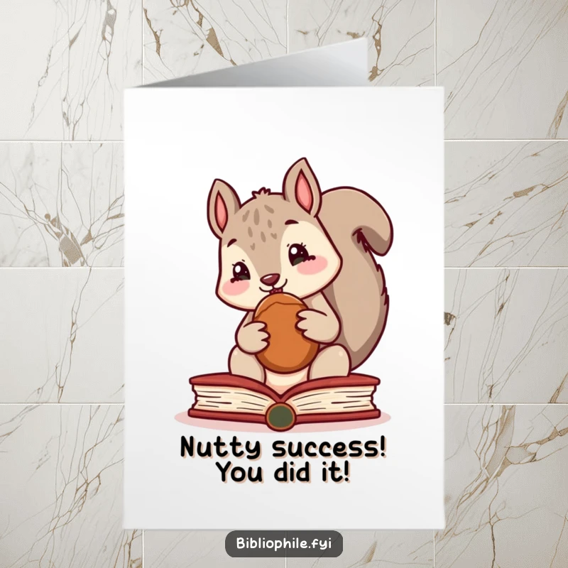 Funny Free Printable Congratulations Card: A squirrel gleefully stashes a nut, symbolizing a nutty achievement, perfect for a downloadable gift.