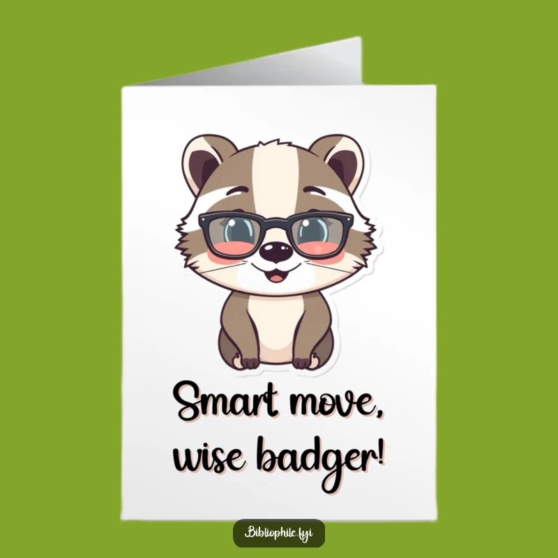 Free Printable Congrats Card: Humorous Badger Reading, Downloadable DIY Gift