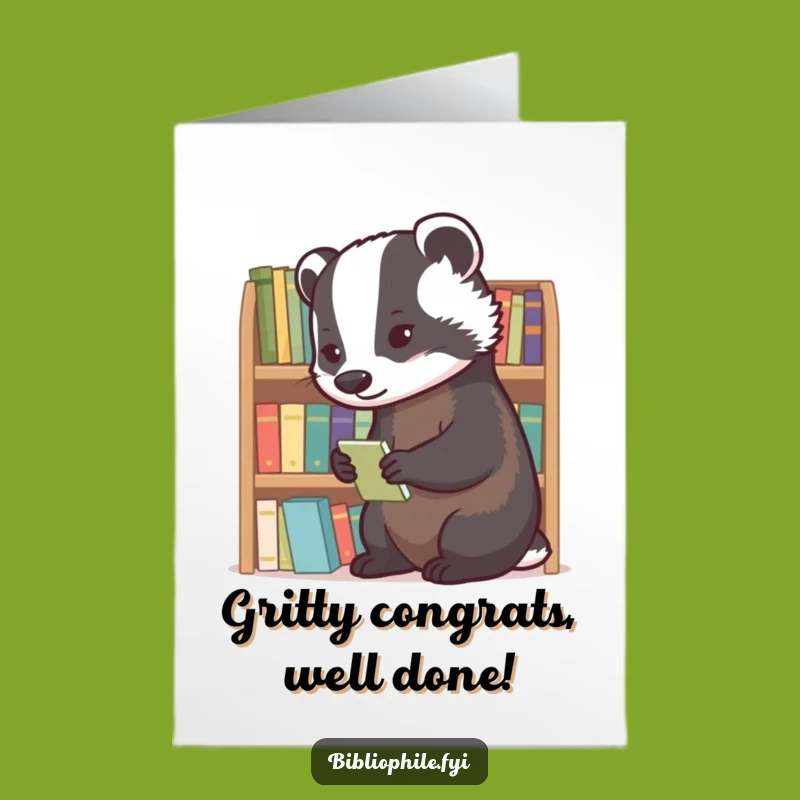 Celebrate their neat achievements with this free printable card. The badger is perfect for print at home congratulations.