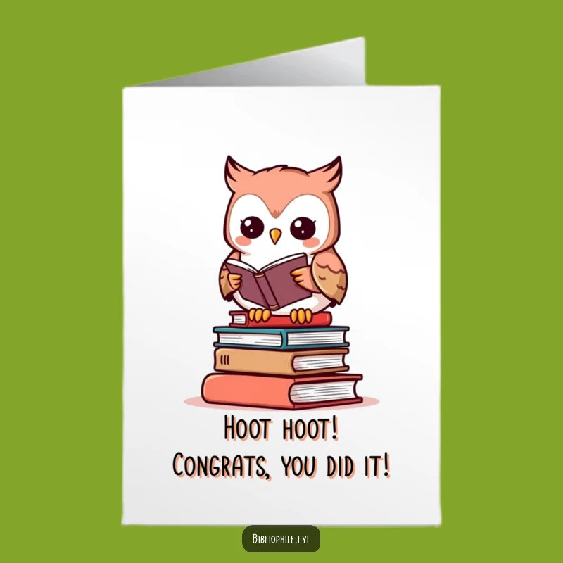Free Printable Owl Congratulations Card: Funny Bookworm Owl Downloadable Gift for Achievements