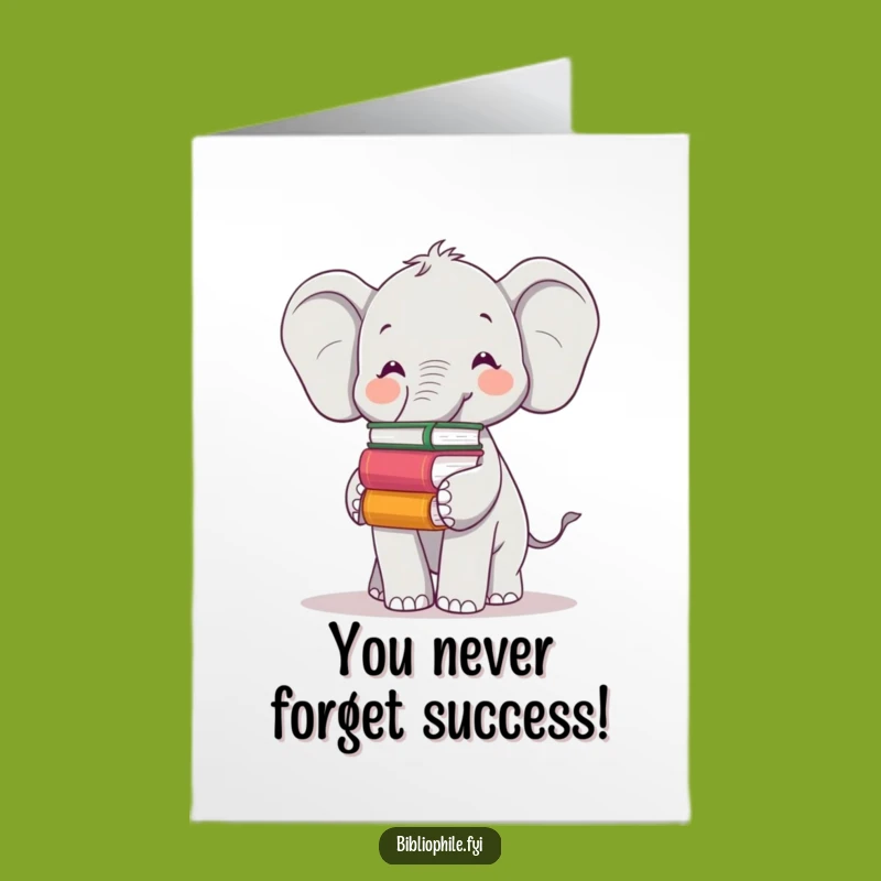 Free Printable Elephant Congrats Card: Balancing Books Achievement Downloadable Gift