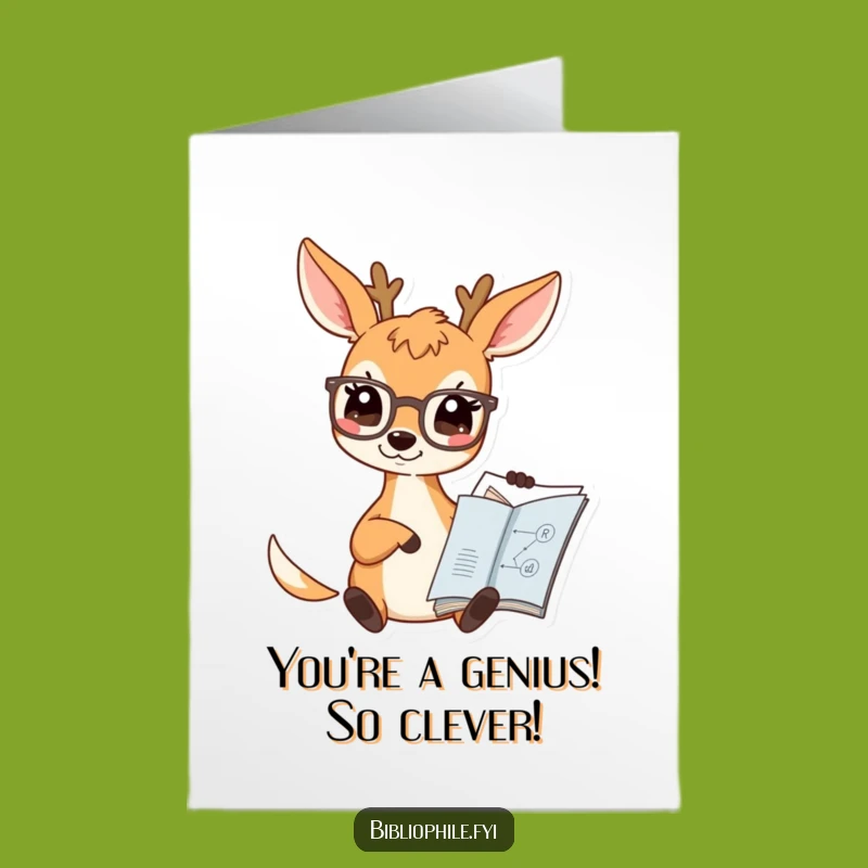Free Printable Congrats Card: Wise Deer Book Pointer for Smart Achievements