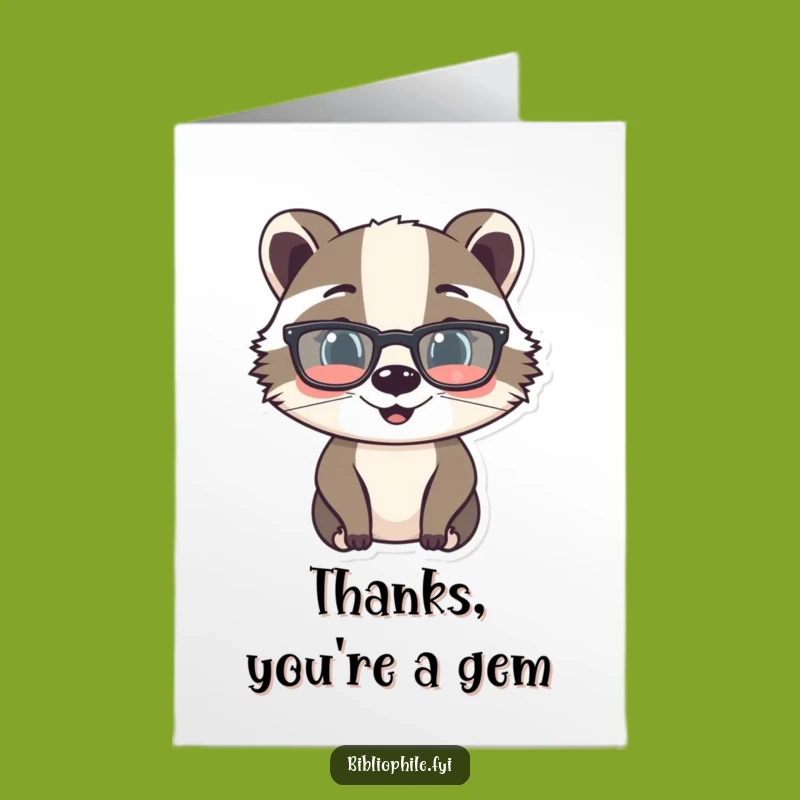 Free Printable Thank You Card: Funny Badger Reading, Downloadable DIY Gift