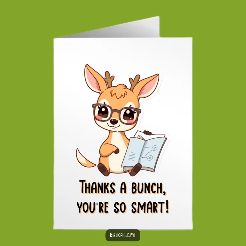 Free Printable Thank You Card: Grateful Deer Spectacles Book Wisdom