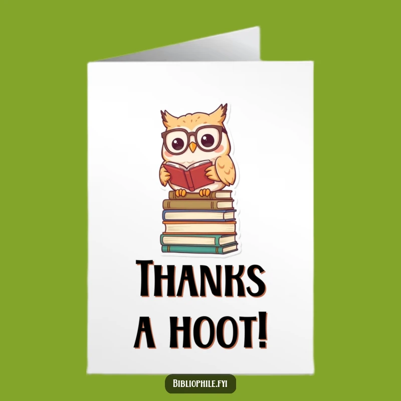 Free Printable Thank You Card: Wise Kawaii Owl Reader, a Thoughtful Downloadable Gift