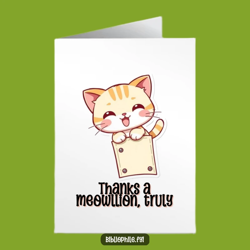 Free Printable Kawaii Cat Thank You Card: Playful Thanks, Downloadable & Funny Gift