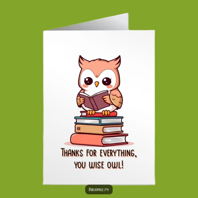Free Printable Owl Thank You Card: Grateful Reading Owl Downloadable Gift for Appreciation