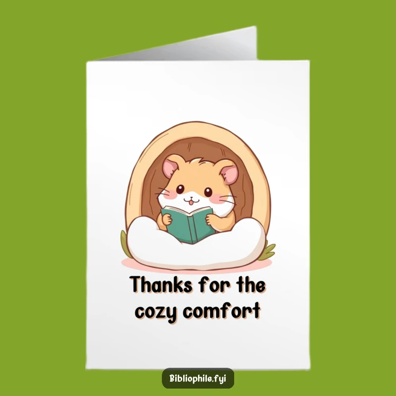 Warm Free Printable Thank You Card: Hamster in Nook, a Cozy Downloadable Gift