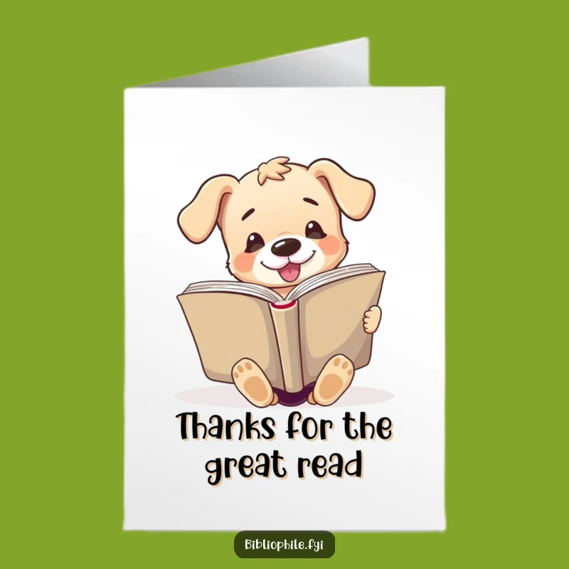 Free Printable Thank You Card: Puppy Reading Big Book, Funny Downloadable Gift