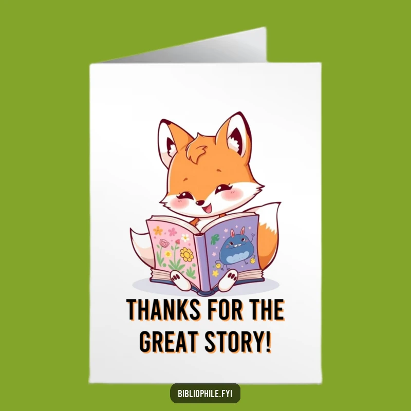 Free Printable Thank You Card: Funny Fox Expressing Gratitude, Bookish Appreciation Gift