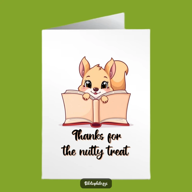 Free Printable Thank You Card: Curious Squirrel's Thanks, Downloadable Message for Book Lovers