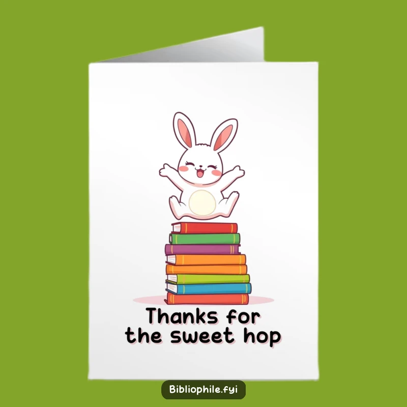 Show thanks with this free printable card featuring a leaping rabbit. A fun print at home option for kids.