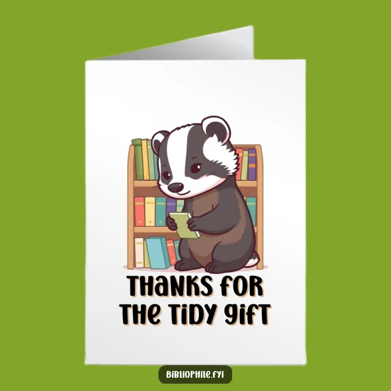 Free Printable Thank You Card: Badger's Tidy Thanks, Downloadable Message for Bookworms