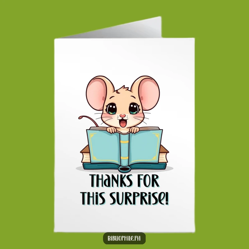 Free Printable Thank You Card: Mouse Book Surprise, Downloadable Gratitude