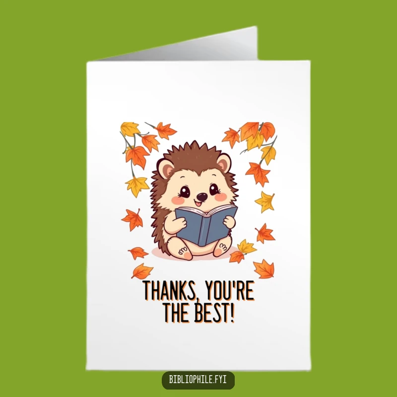 Free Printable Thank You Card: Hedgehog's Grateful Read Funny Gift
