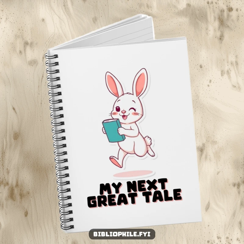 Funny Rabbit Notebook: A playful rabbit hops with a book, designed for capturing ideas, notes, and creative thoughts with humor.