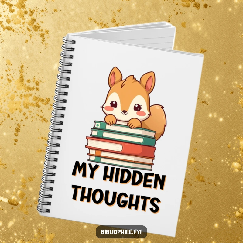 Funny Squirrel Notebook: Squirrel peeking from behind books, perfect for journaling and creative ideas.