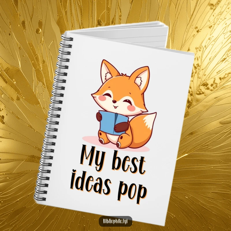 Funny notebook with a smiling fox character discovering a hidden pop-up, perfect for journaling thoughts and playful discoveries.