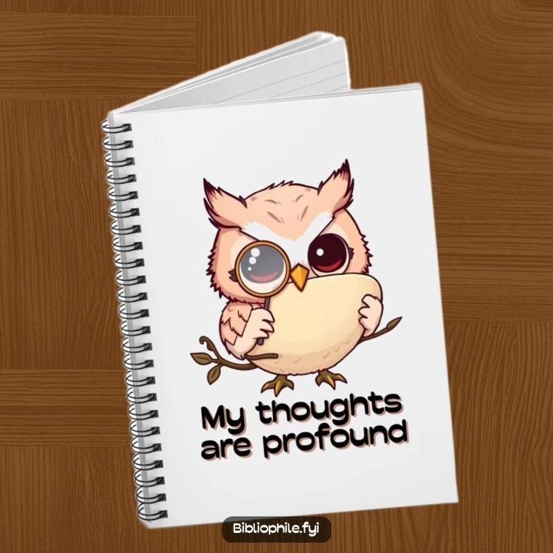 Funny owl monkler notebook, a monocled owl engrossed in a book, perfect for jotting witty thoughts funny gift.