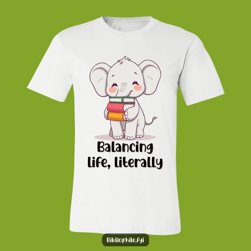 Funny Elephant T-Shirt: Book Balance Fun, Cheerful Reader Tee for Him or Her