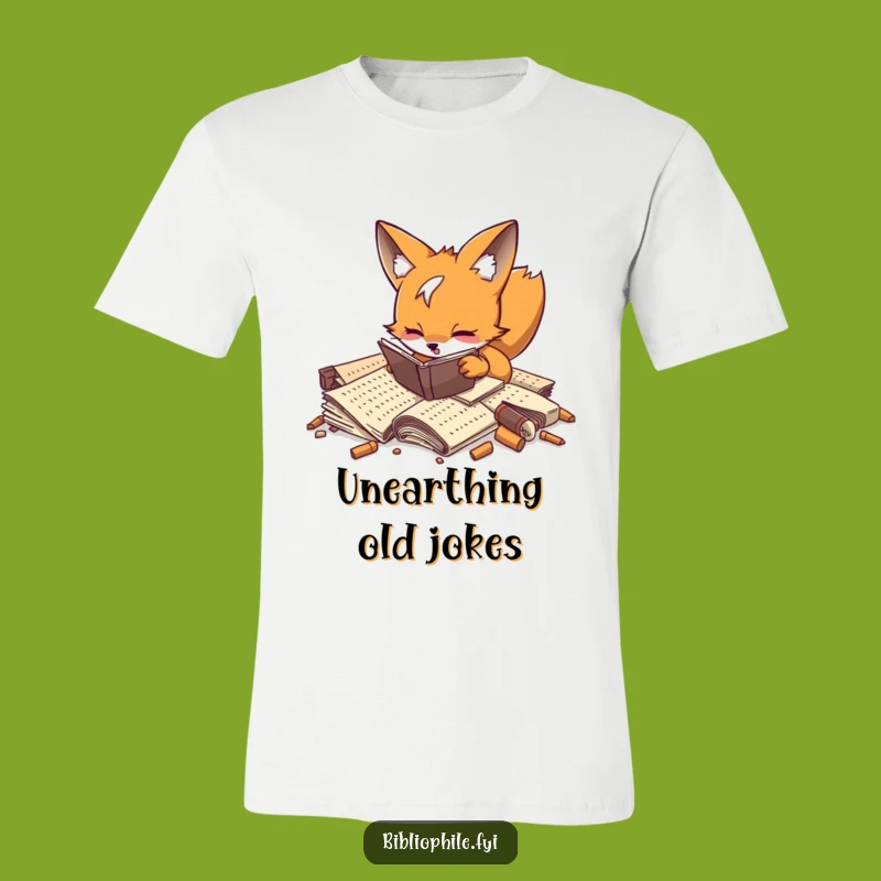 Funny Fox Researcher T-Shirt: Playful Fox Manuscript Dig, Hilarious Tee for History Buffs, Funny Gift