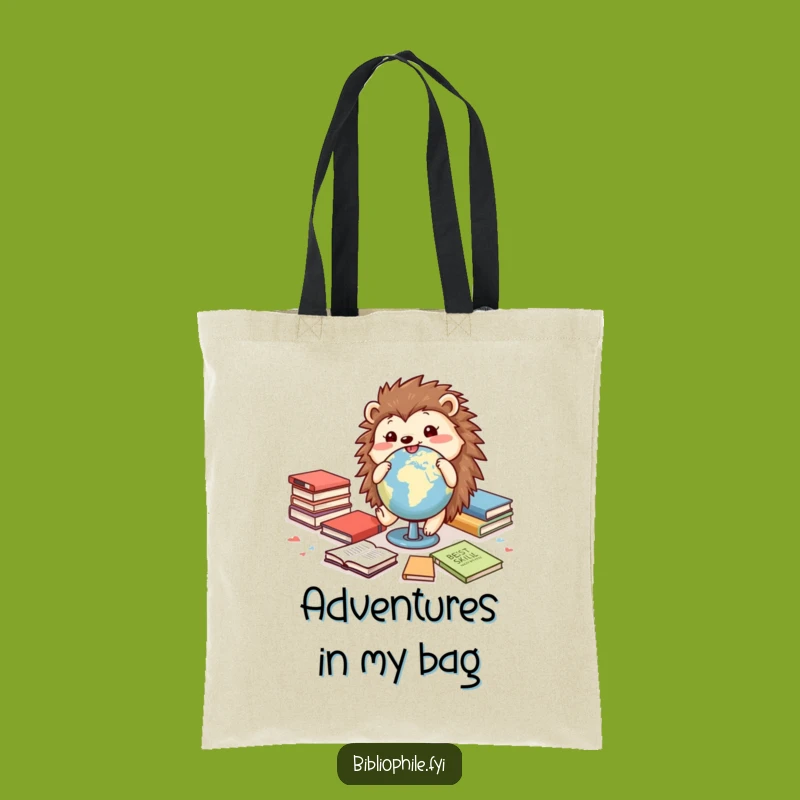 Funny Hedgehog Tote Bag: Globe Roller Wanderlust, Chic and Cheerful Carry-All