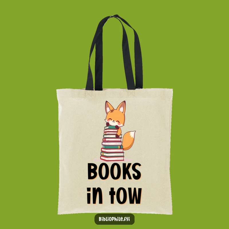 Funny Fox Book Tower Tote Bag: Carry Your Books and Smiles – Hilarious Style!