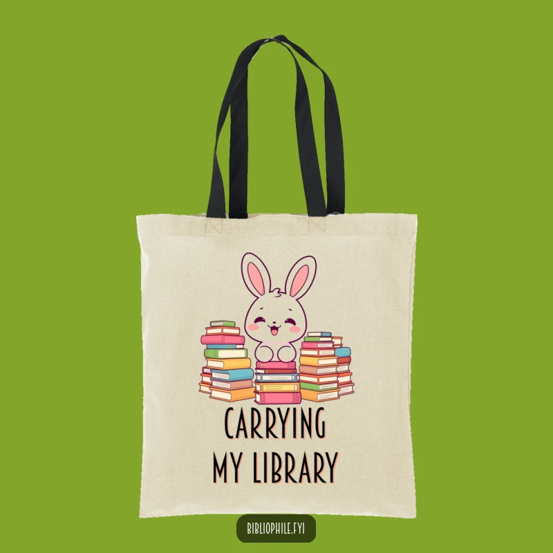 Funny Kawaii Bunny Book Tote Bag: Carry Your Stories