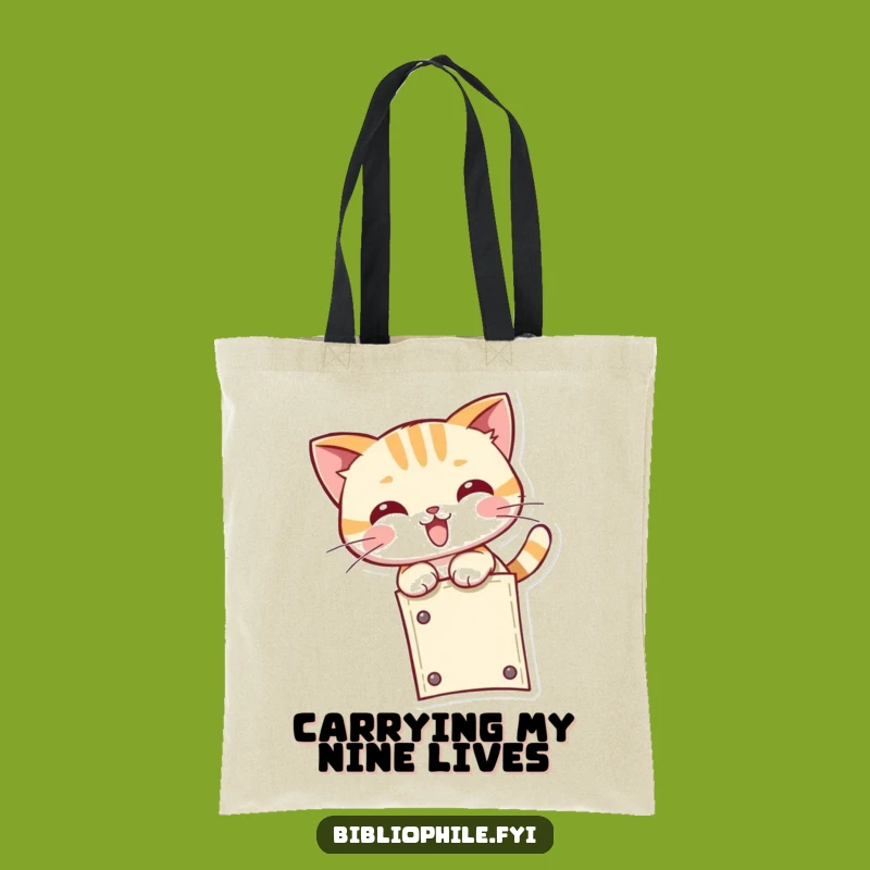 Funny Kawaii Cat Tote Bag - Carry Your Books with Playful Pounce Power