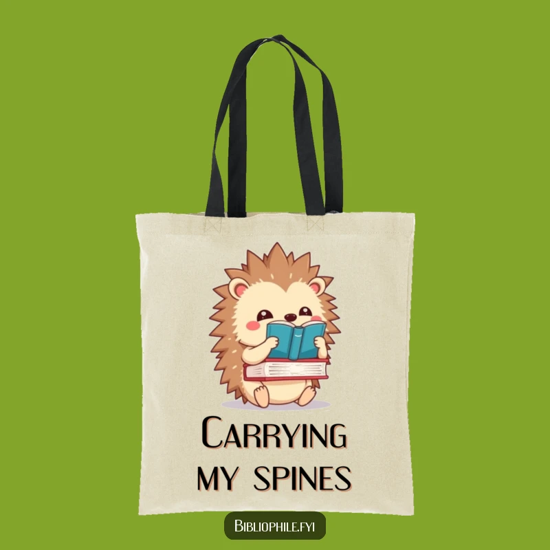 Funny Kawaii Hedgehog Tote Bag - Carry Books with Witty Balance