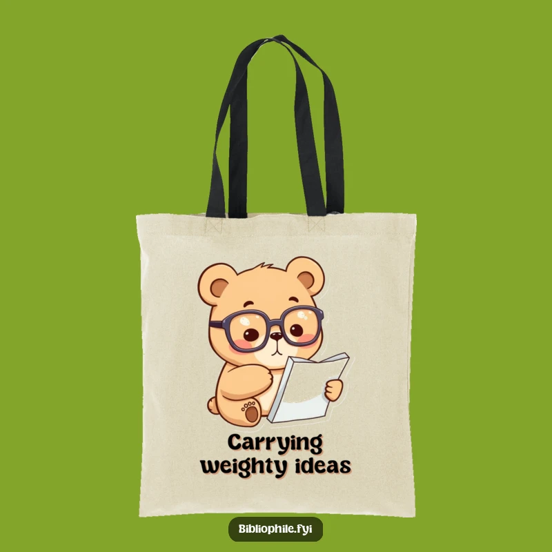 Funny Bear Tote Bag: Scholarly Book Carrier, Practical Funny Gift