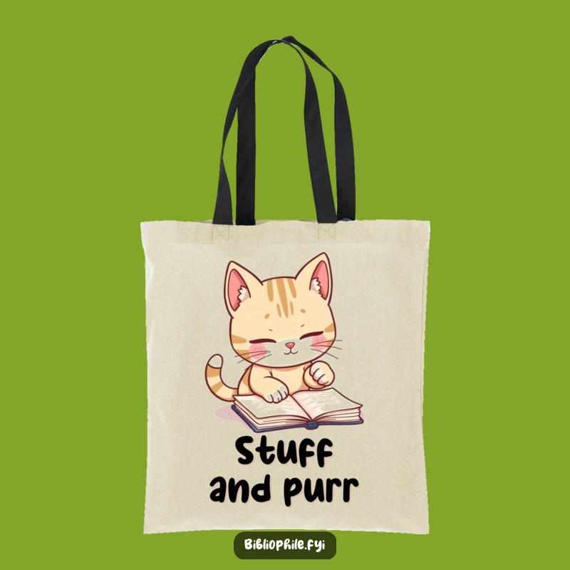 Funny Cat Reader Tote Bag - Paw Bookmark Carryall