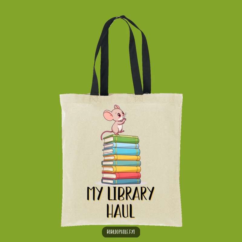 Funny Mouse Tote Bag: Book Climber's Quest, Chic and Determined Carry-All for Learners