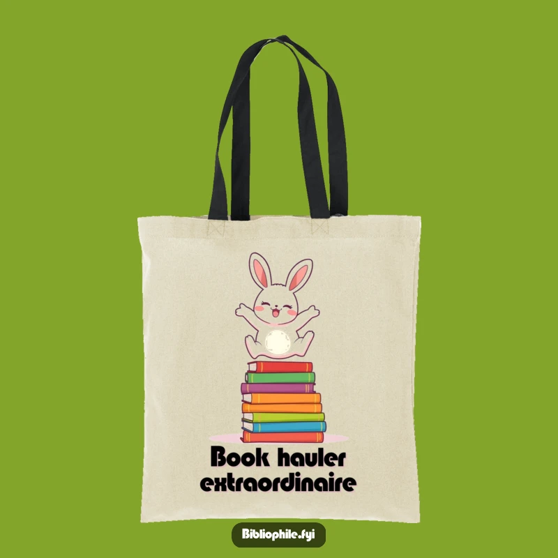 Carry your books with joy using this funny tote bag! A cheerful rabbit leaping over storybooks adds a playful touch to your errands.