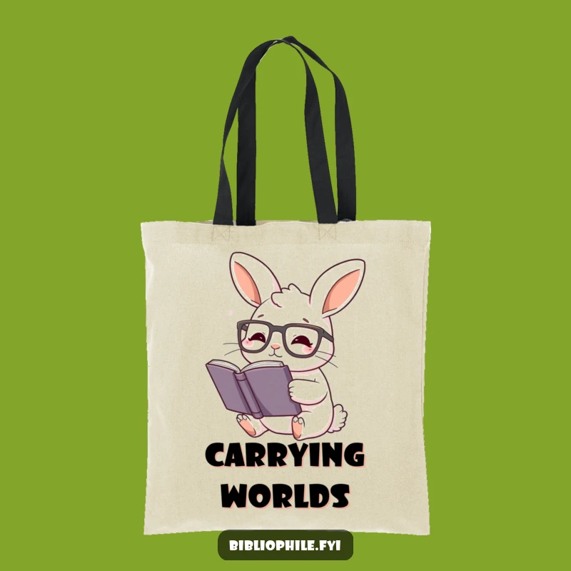Funny Rabbit Reading Glasses Tote Bag: Carry Your Books with Literary Flair