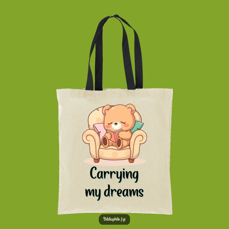 Funny Sleepy Bear Tote Bag: Cozy Bear Reading Canvas Bag, Hilarious Gift