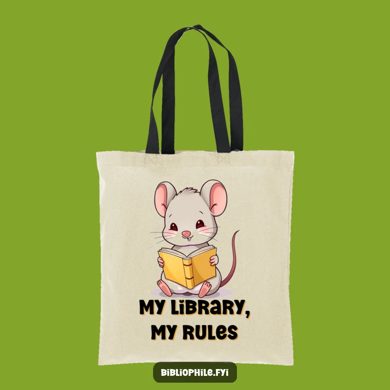 Funny Mouse Reading Upside Down Tote Bag: Carry Your Books with a Smile